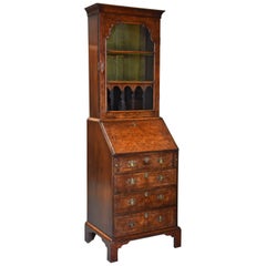 Fine Quality Queen Anne Style Walnut Bureau Bookcase of Small Proportions