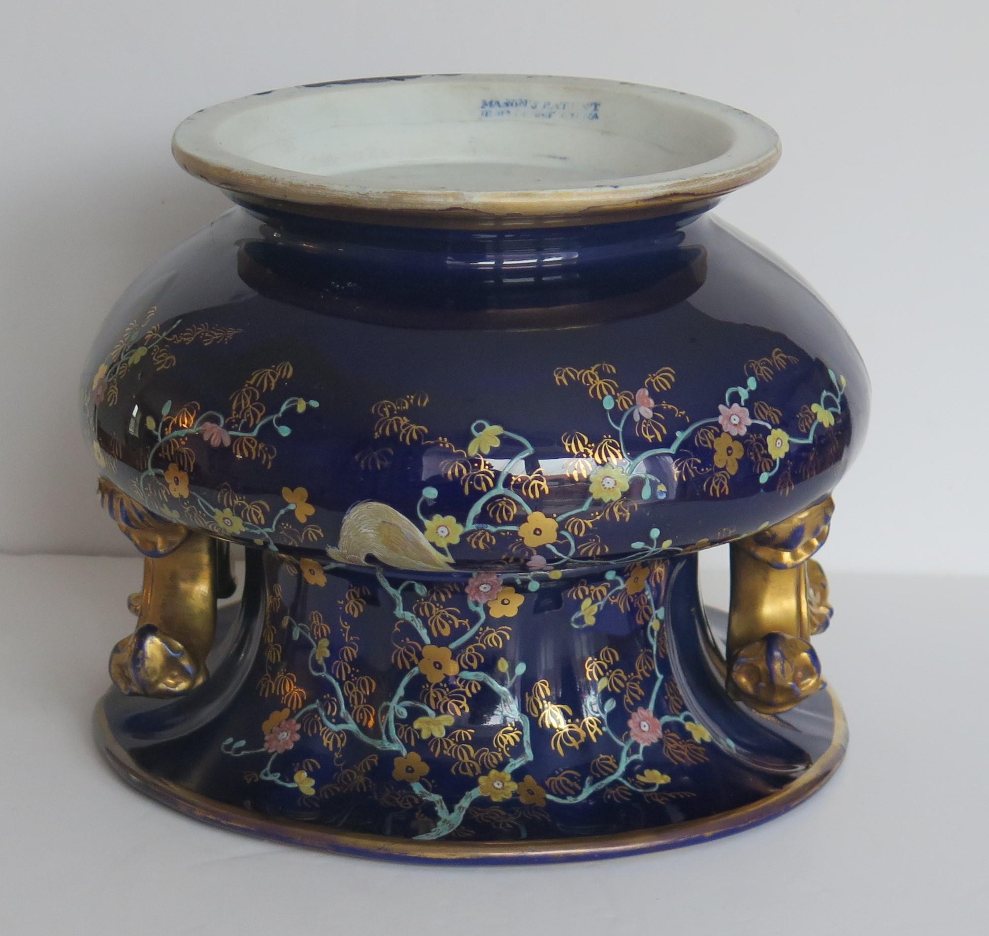 Large Masons Ironstone Wine or Fruit Cooler hand painted- very rare, circa 1817 5