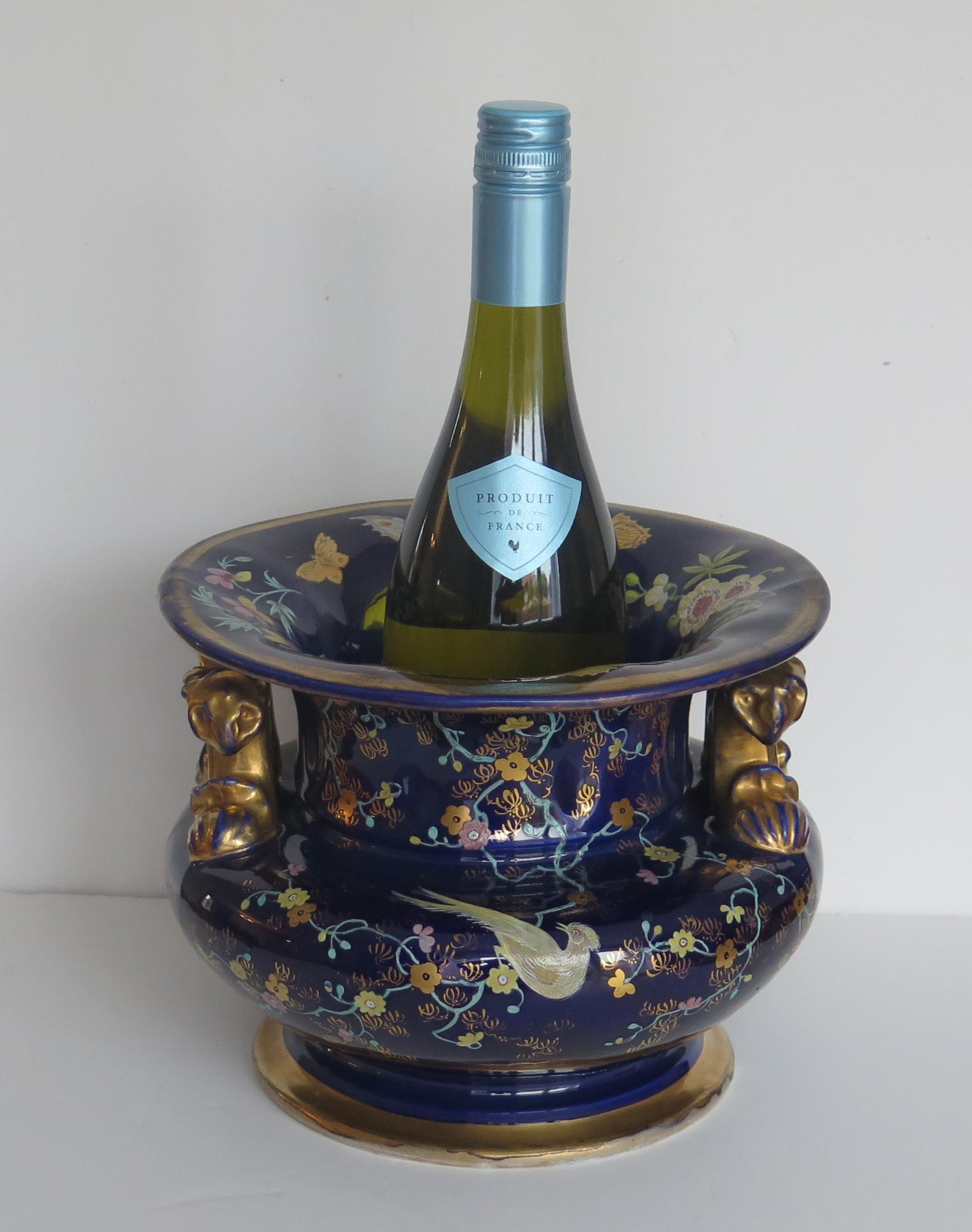 Large Masons Ironstone Wine or Fruit Cooler hand painted- very rare, circa 1817 10