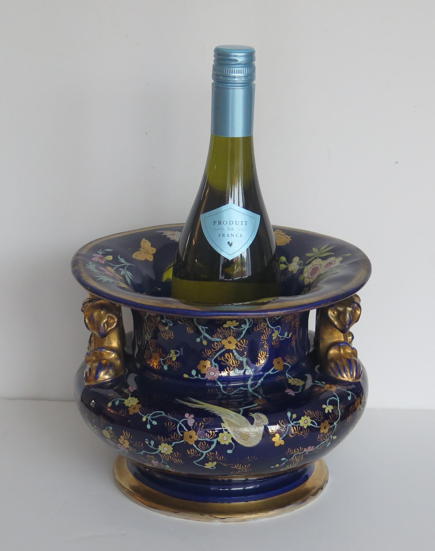 Large Masons Ironstone Wine or Fruit Cooler hand painted- very rare, circa 1817 For Sale 10