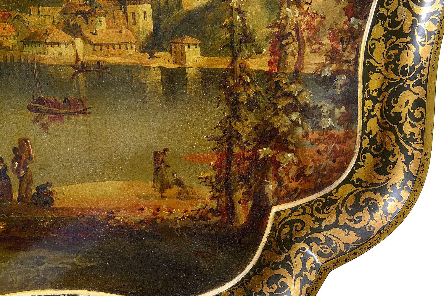 19th Century Fine quality Regency period Paper-macha tray by Jennens & Bettridge. For Sale