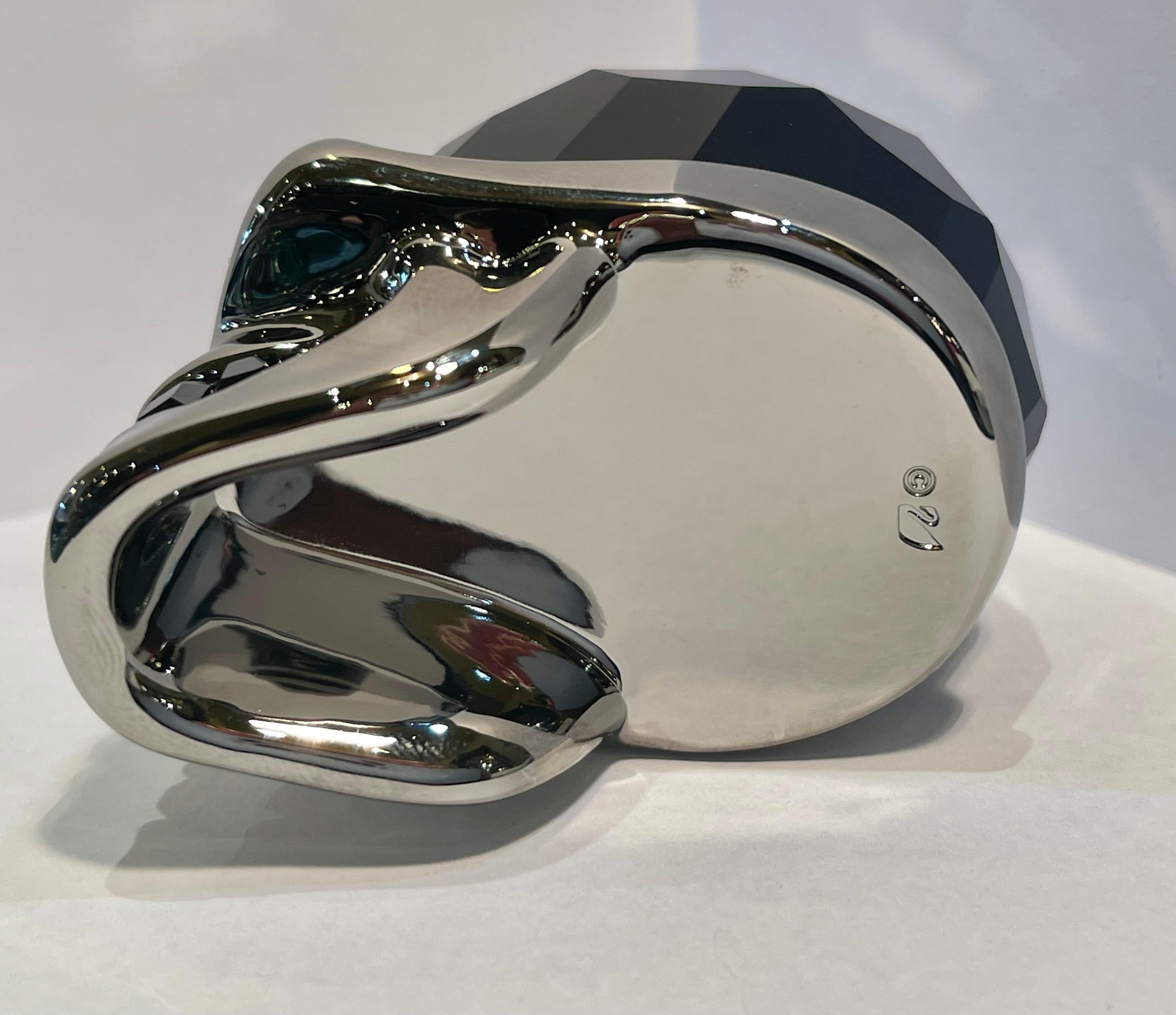 Austrian Fine Quality Retired Swarovski Crystal Faceted Jet Hematite Skull Figurine