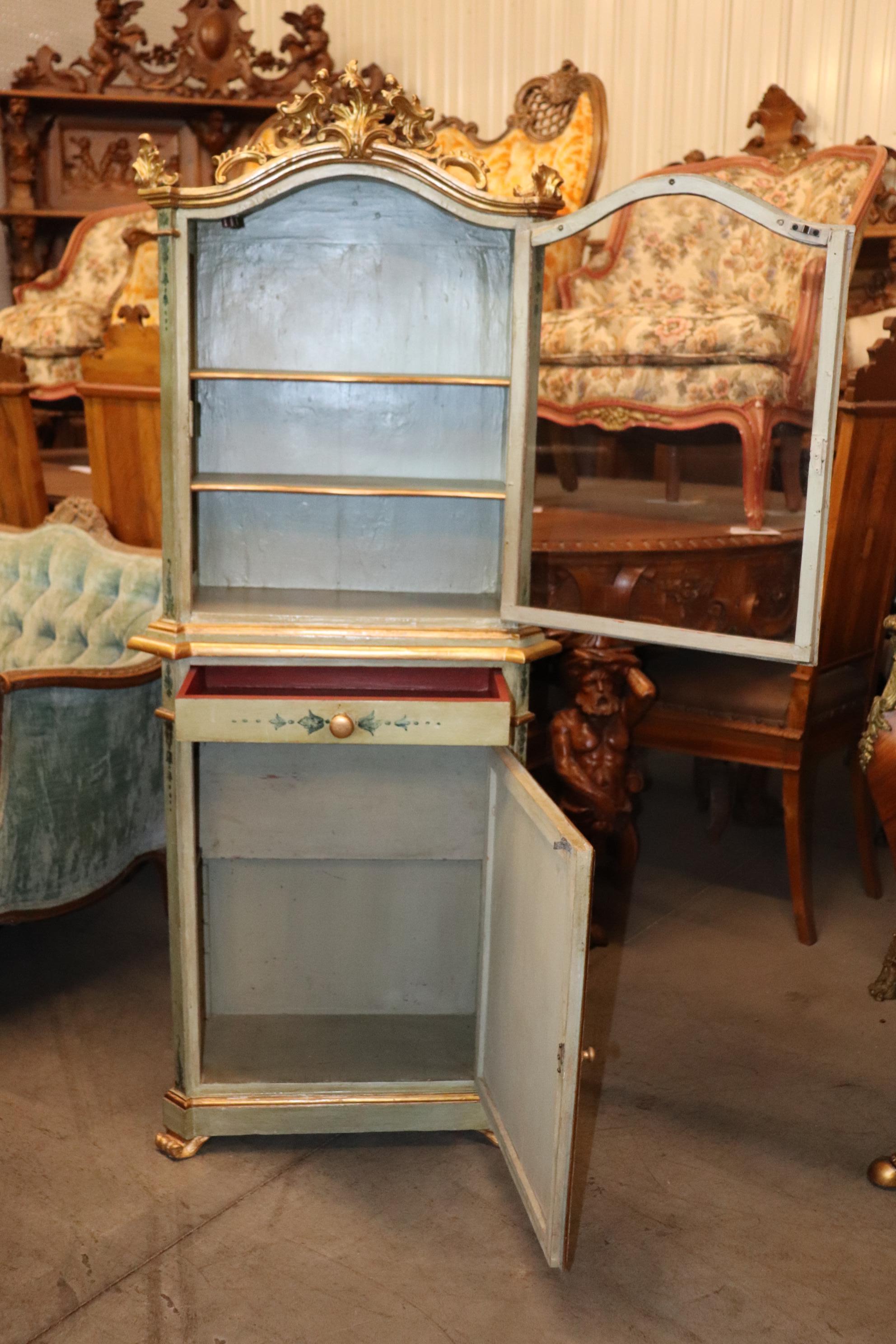 Neoclassical Revival Fine Quality Ruins of Rome Painted Gilded Narrow Vitrine Display Cabinet