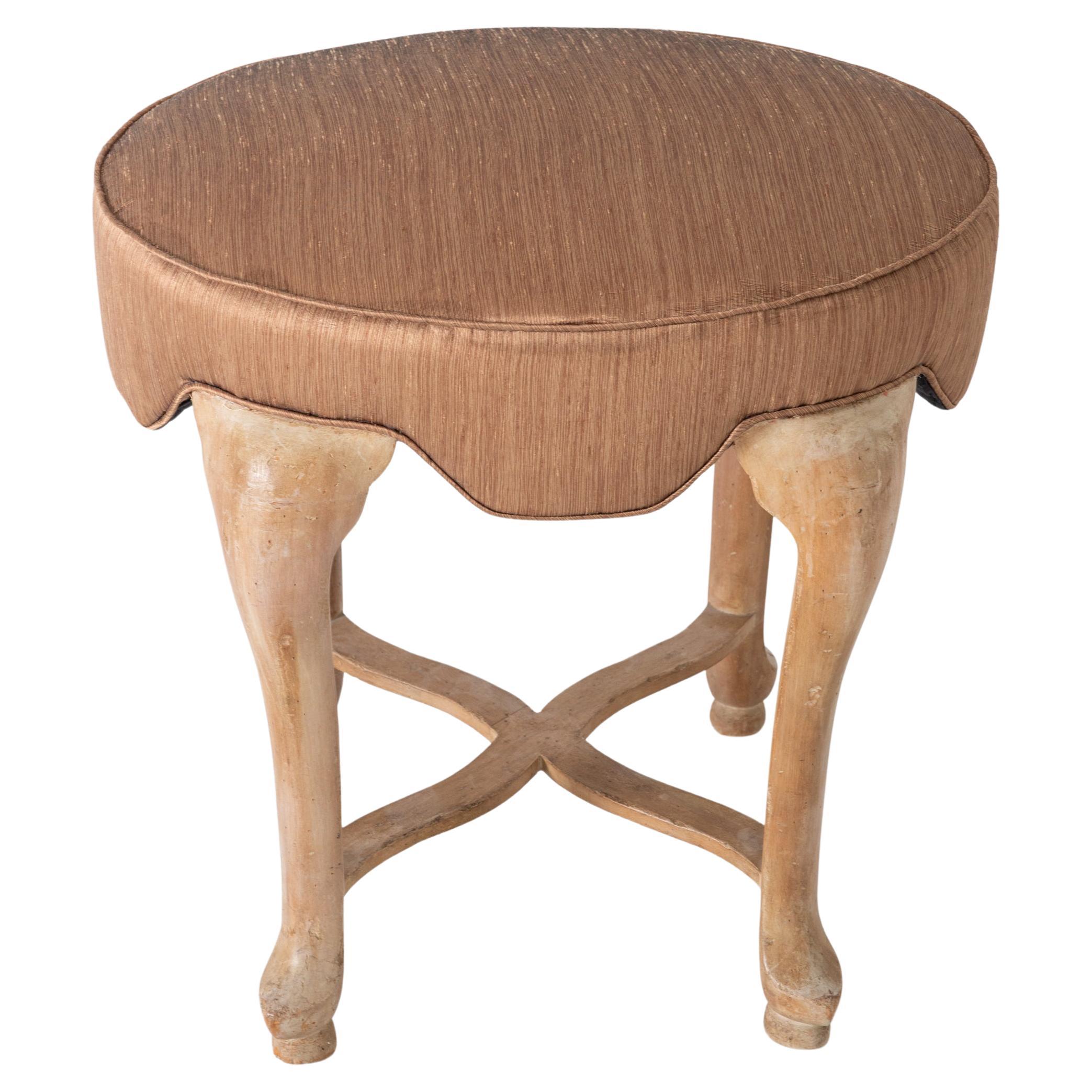 Fine Quality Sarreid Oval Upholstered Wood Bench with Hoof Feet