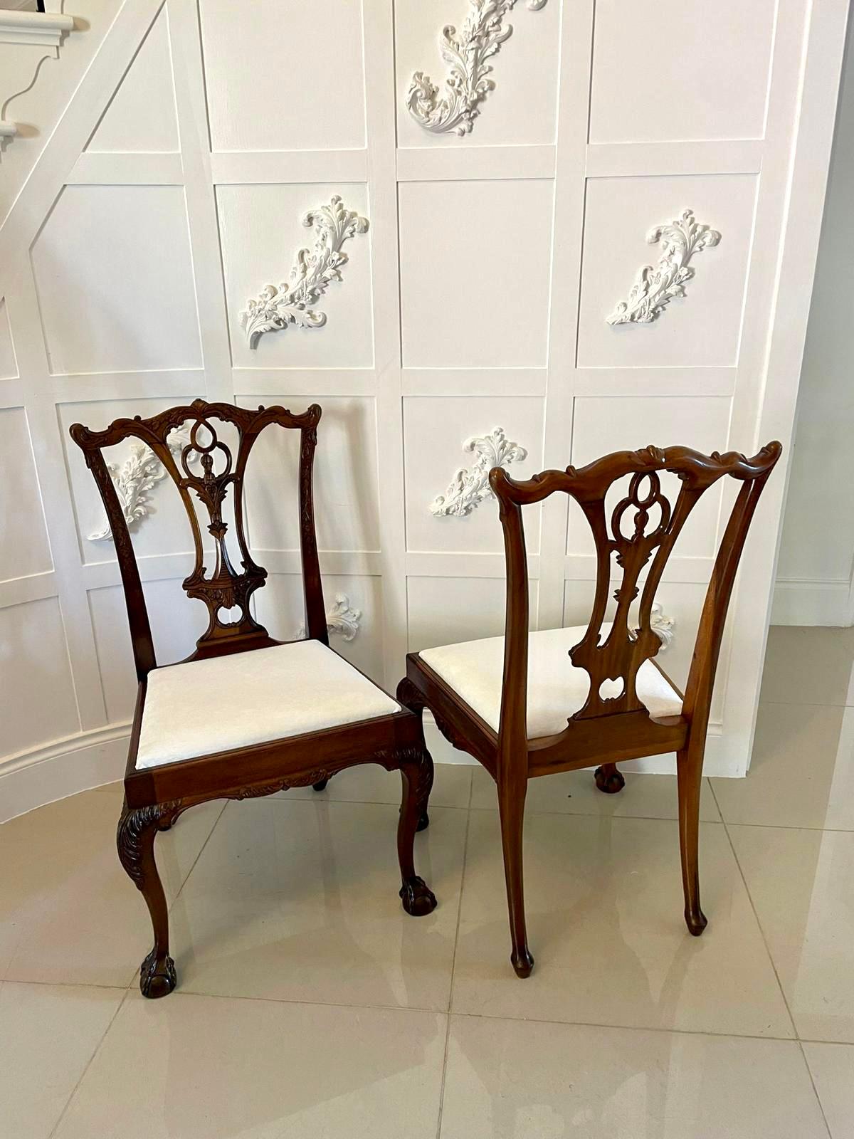 Fine Quality Set of 10 Antique Carved Mahogany Dining Chairs 2