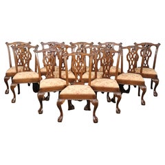 Juego de 12 Sillas de Comedor Chippendale de Caoba, Hechas a Mano, de Gran Calidad