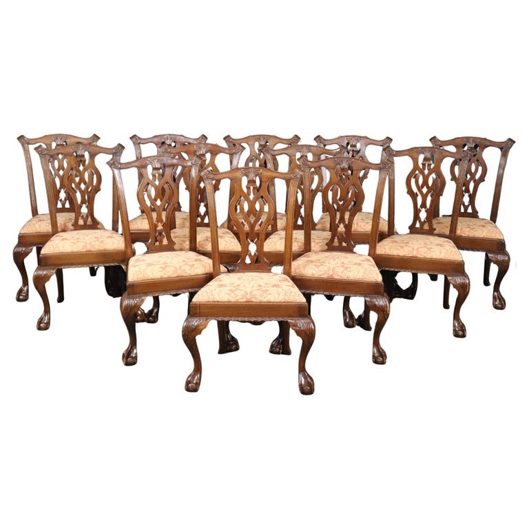 Fine Quality Set of 12 Mahogany Hand-Made Chippendale Side Dining - Main Image