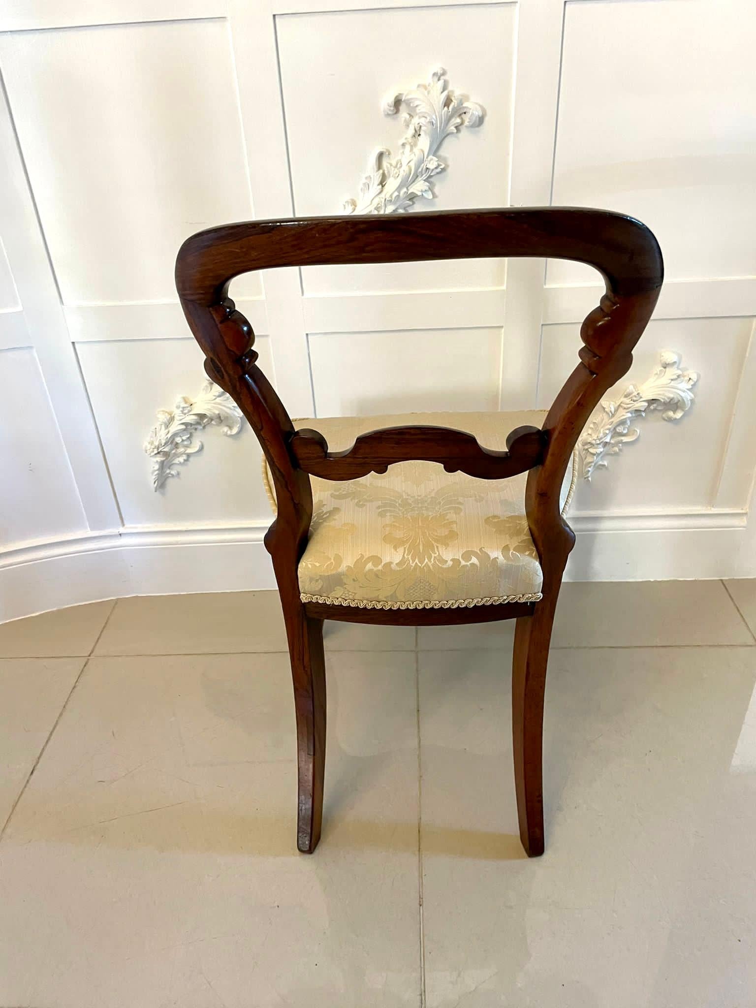 Fine Quality Set of 4 Antique Victorian Carved Rosewood Dining Chairs For Sale 2