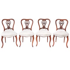 Fine Quality Set of Four Antique Victorian Walnut Dining Chairs