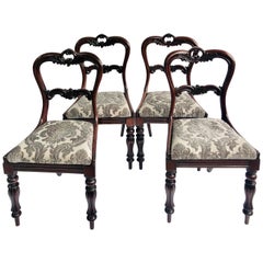 Fine Quality Set of 4 Antique William IV Carved Rosewood Dining Chairs