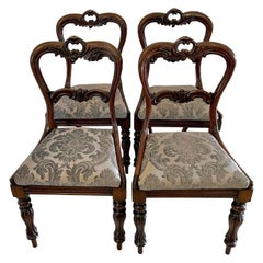Fine Quality Set of 4 Antique William IV Carved Rosewood Dining Chairs