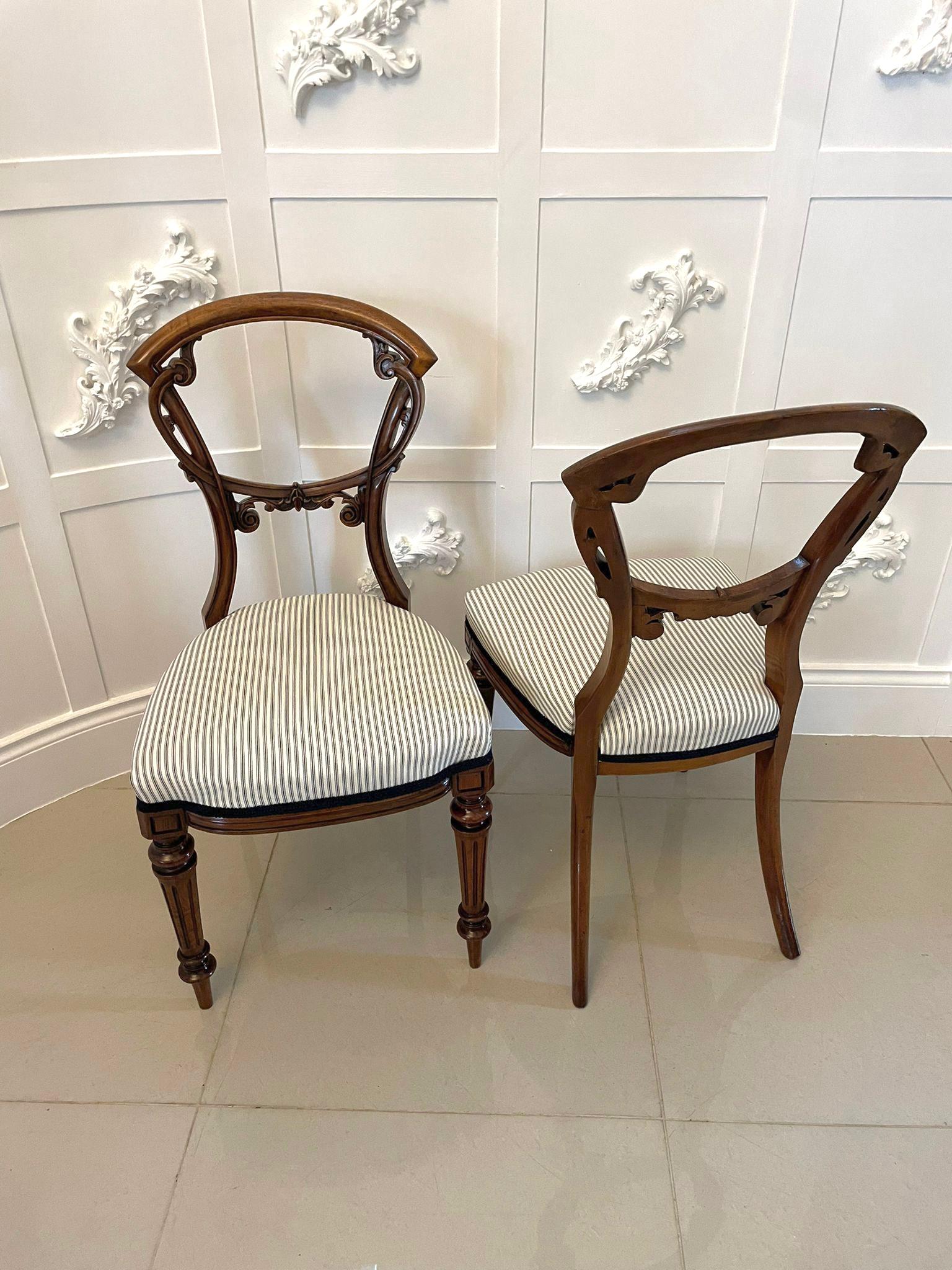 Fine Quality Set of 6 Antique Victorian Quality Carved Walnut Dining Chairs 3