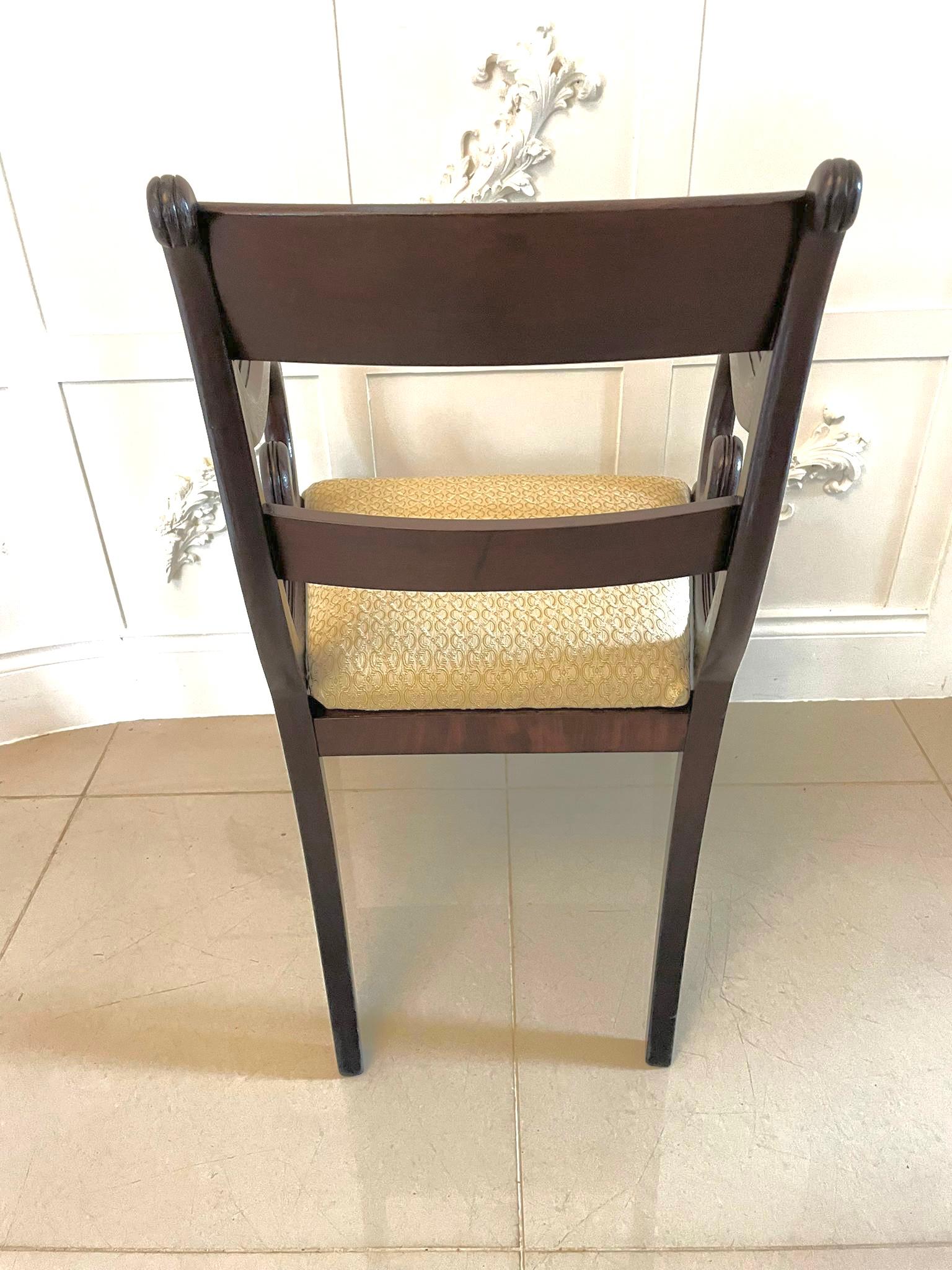 Fine Quality Set of 8 Regency Mahogany Brass Inlaid Dining Chairs 4