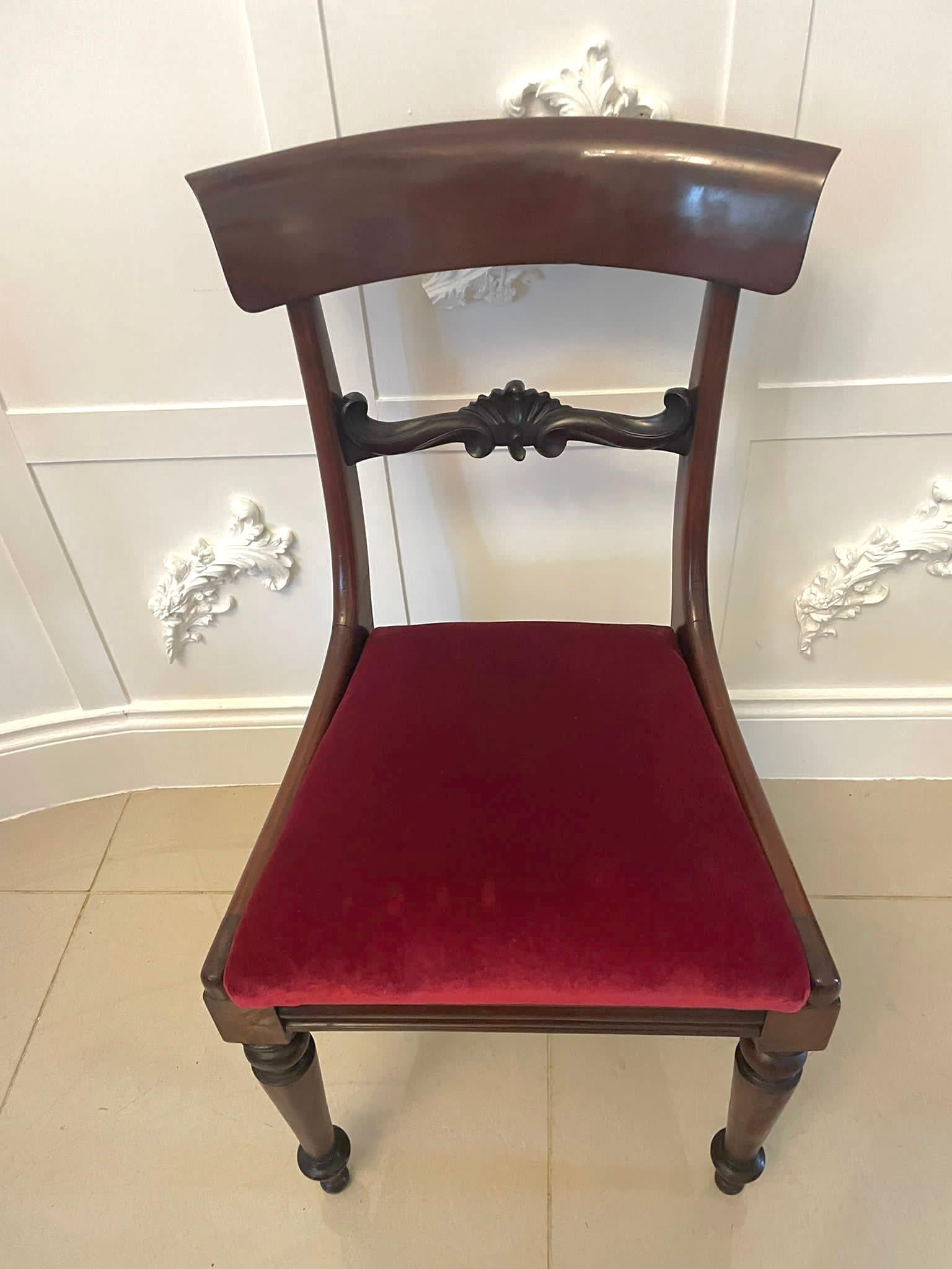 English Fine Quality Set of 8 William IV Mahogany Dining Chairs