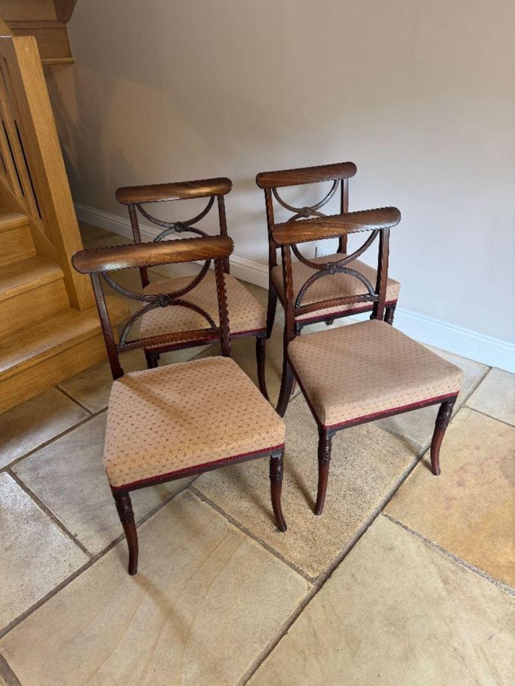 Fine quality set of four antique Regency mahogany dining chairs im Zustand „Gut“ im Angebot in Ipswich, GB
