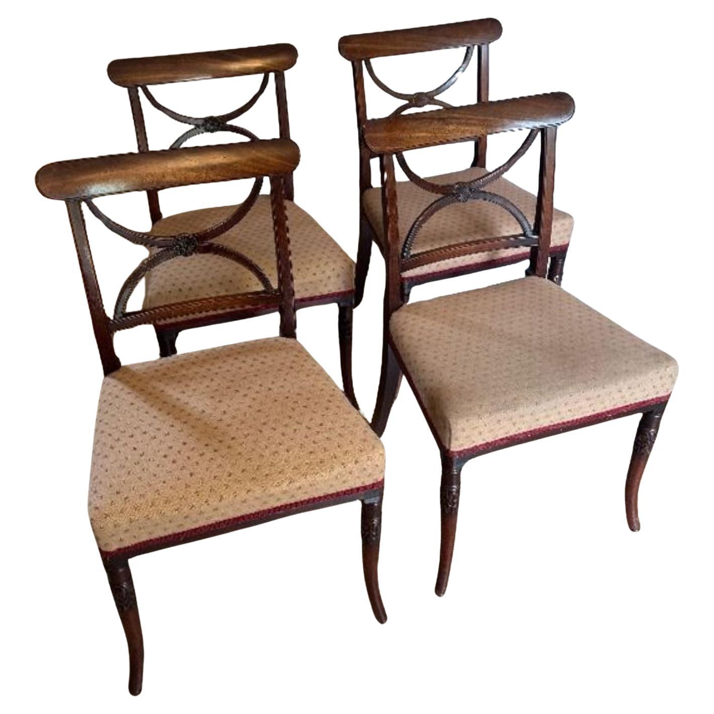 Fine quality set of four antique Regency mahogany dining chairs