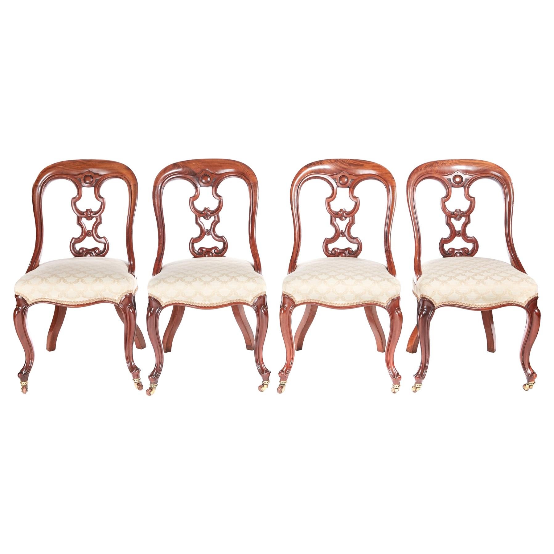 Fine Quality Set of Four Antique Victorian Mahogany Dining Chairs