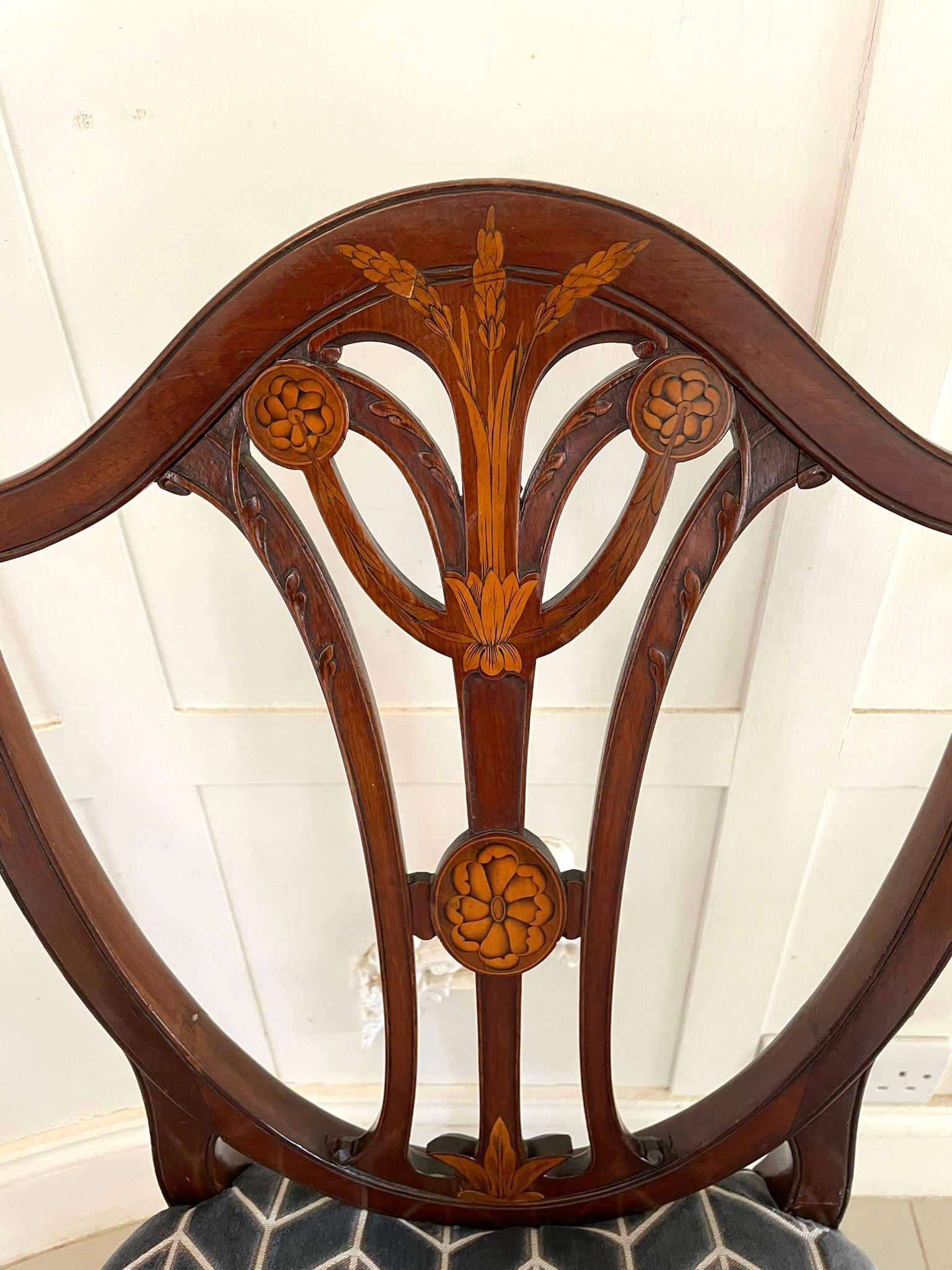 Fine Quality Set of Six Antique Victorian Mahogany Inlaid Dining Chairs In Good Condition In Suffolk, GB