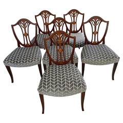 Fine Quality Set of Six Antique Victorian Mahogany Inlaid Dining Chairs