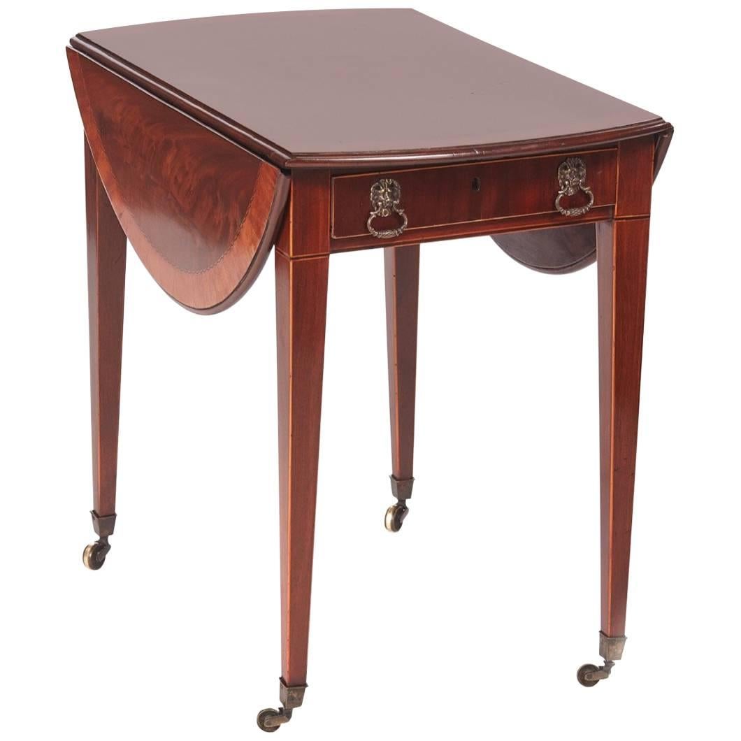 Fine Quality Sheraton Period Inlaid Mahogany Pembroke Table For Sale