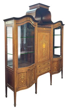 Fine quality Sheraton revival inlaid display cabinet.