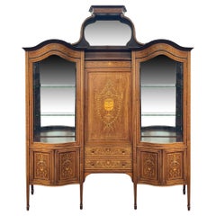 Fine quality Sheraton revival inlaid display cabinet.