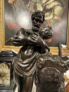 Fine Quality Signed Bronze Of Silenus With Dionysus