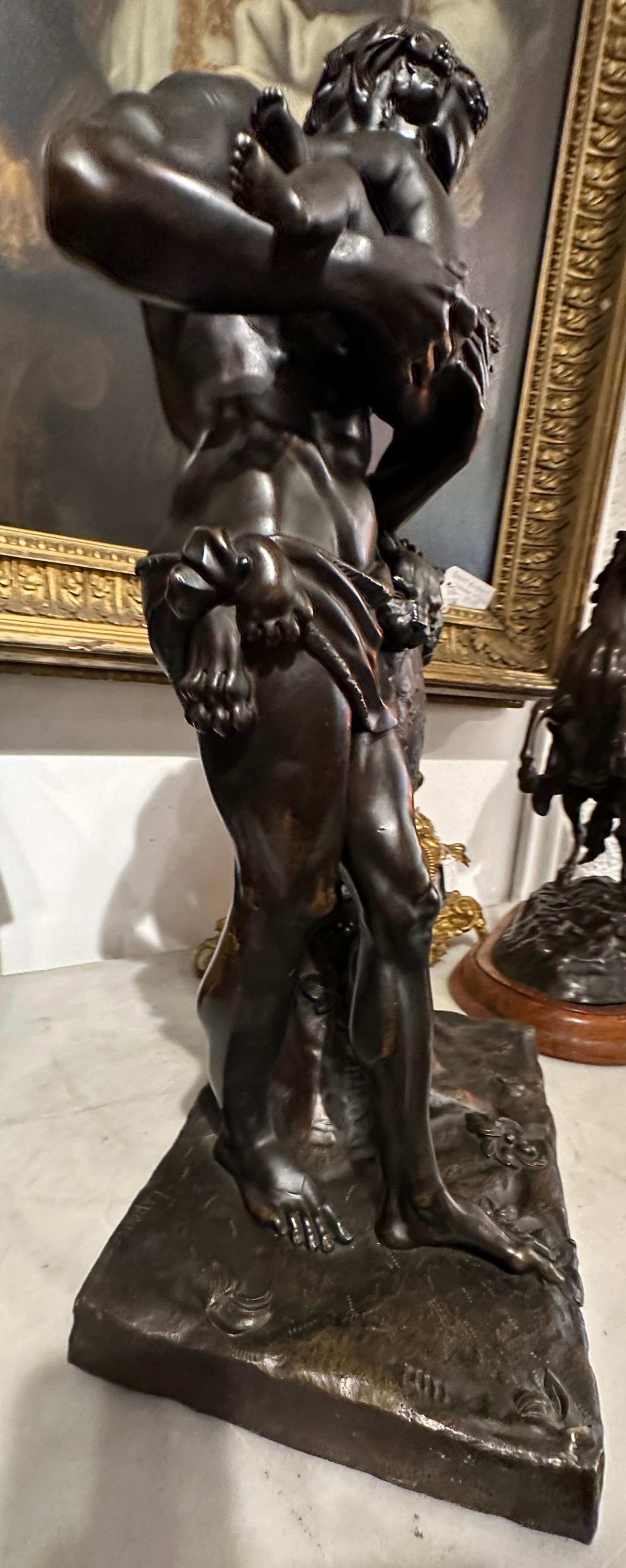 Hand-Crafted Fine Quality Signed Bronze Of Silenus With Dionysus For Sale