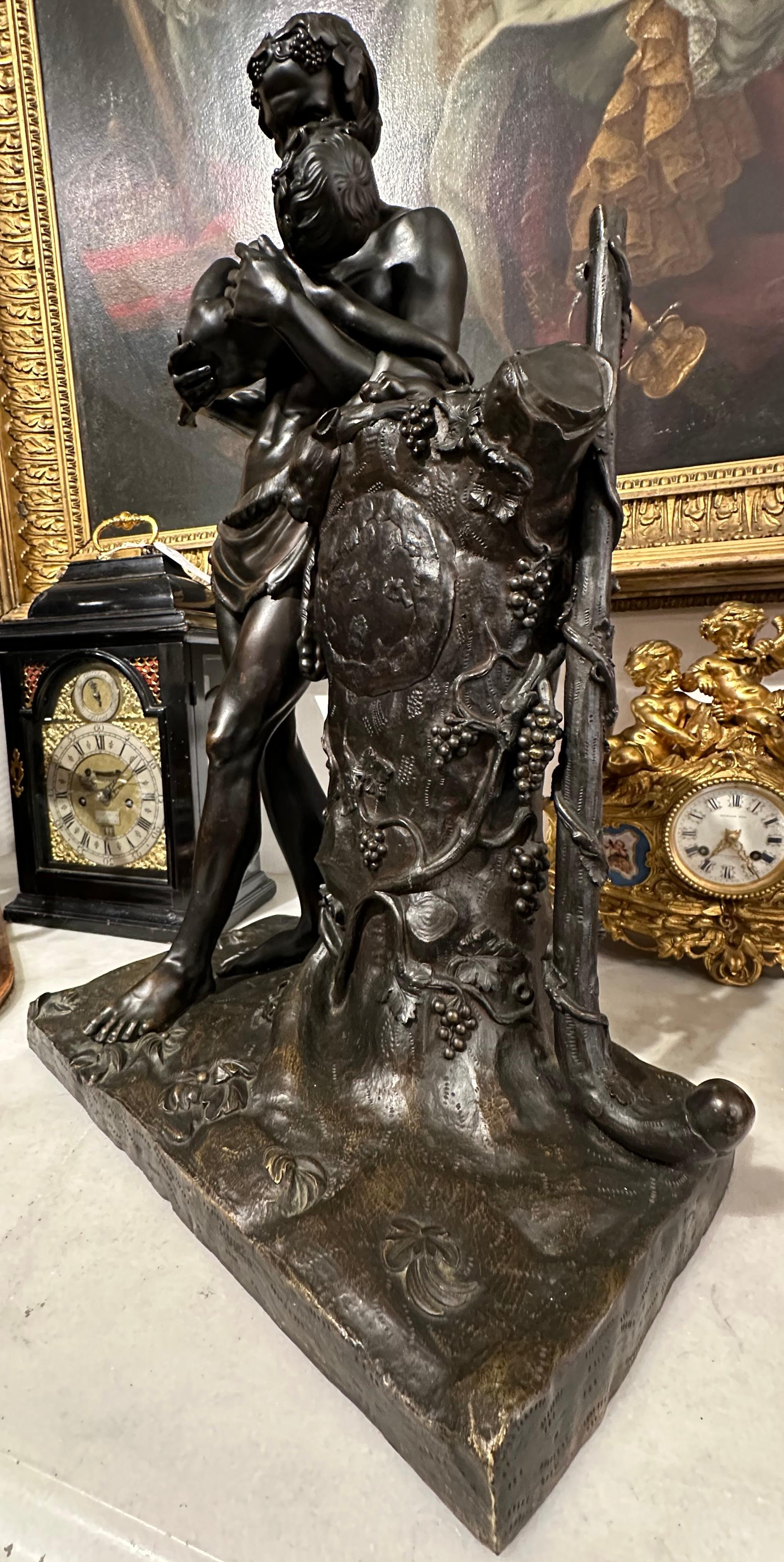 Fine Quality Signed Bronze Of Silenus With Dionysus For Sale 3