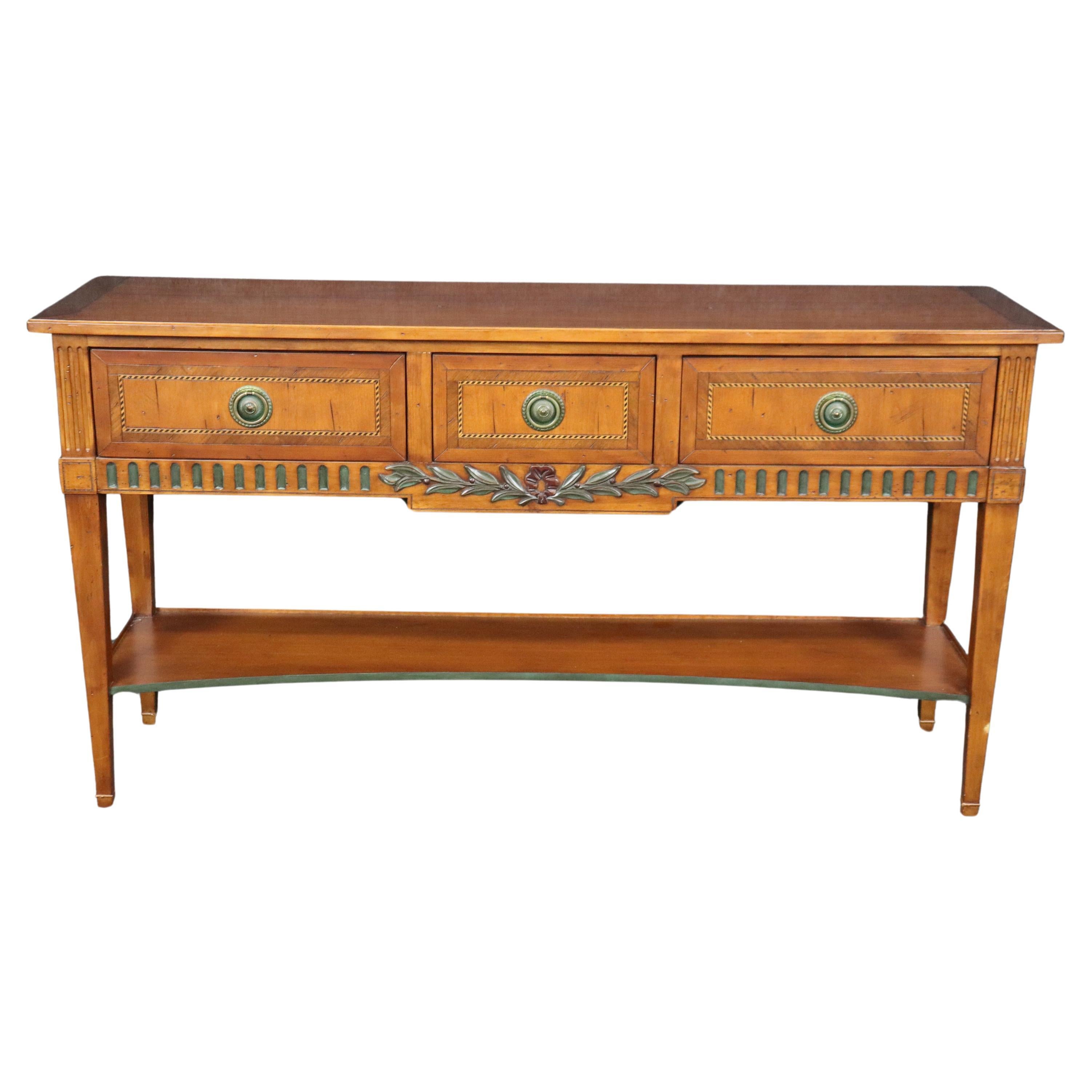 Fine Quality Solid Cherry Distressed French Directoire Server Console Table