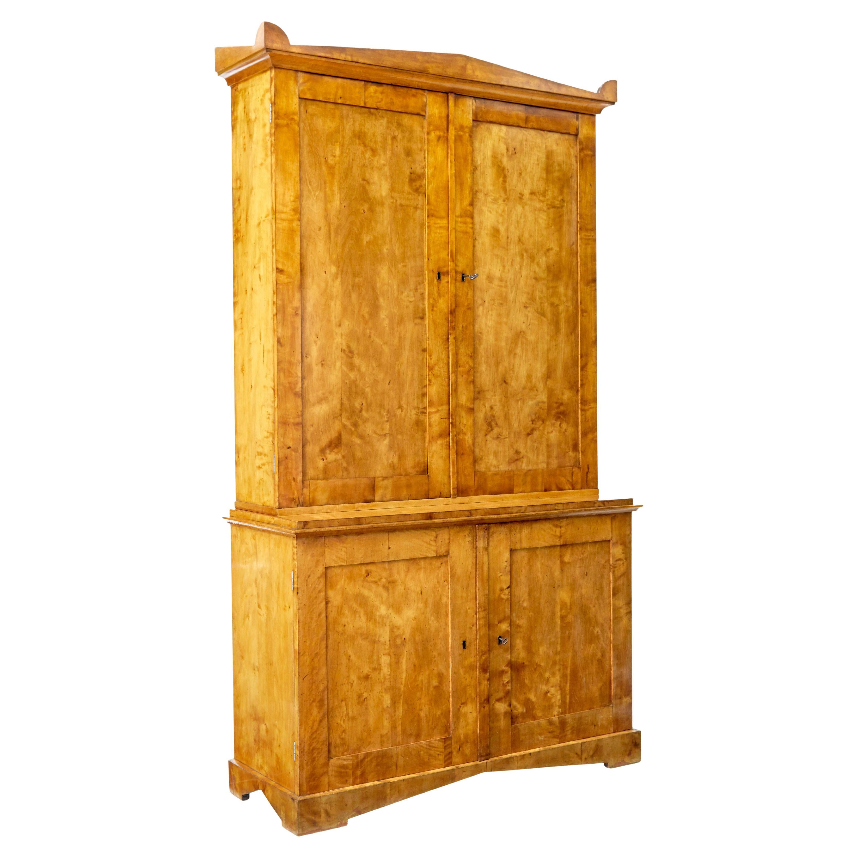 Fine quality Swedish 19th century birch cabinet