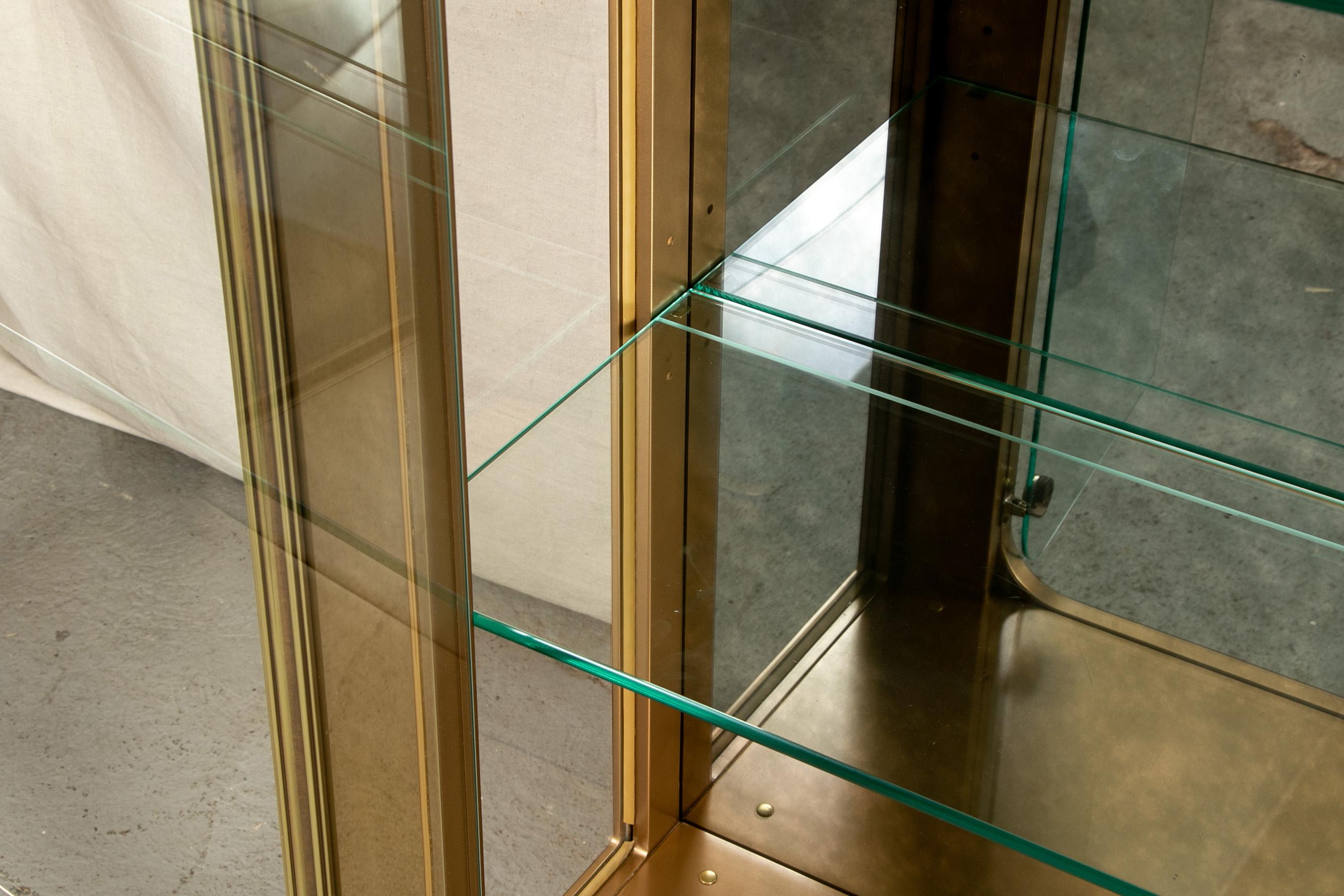 Mid-Century Modern Fine Quality Tall Brass Display Cabinet