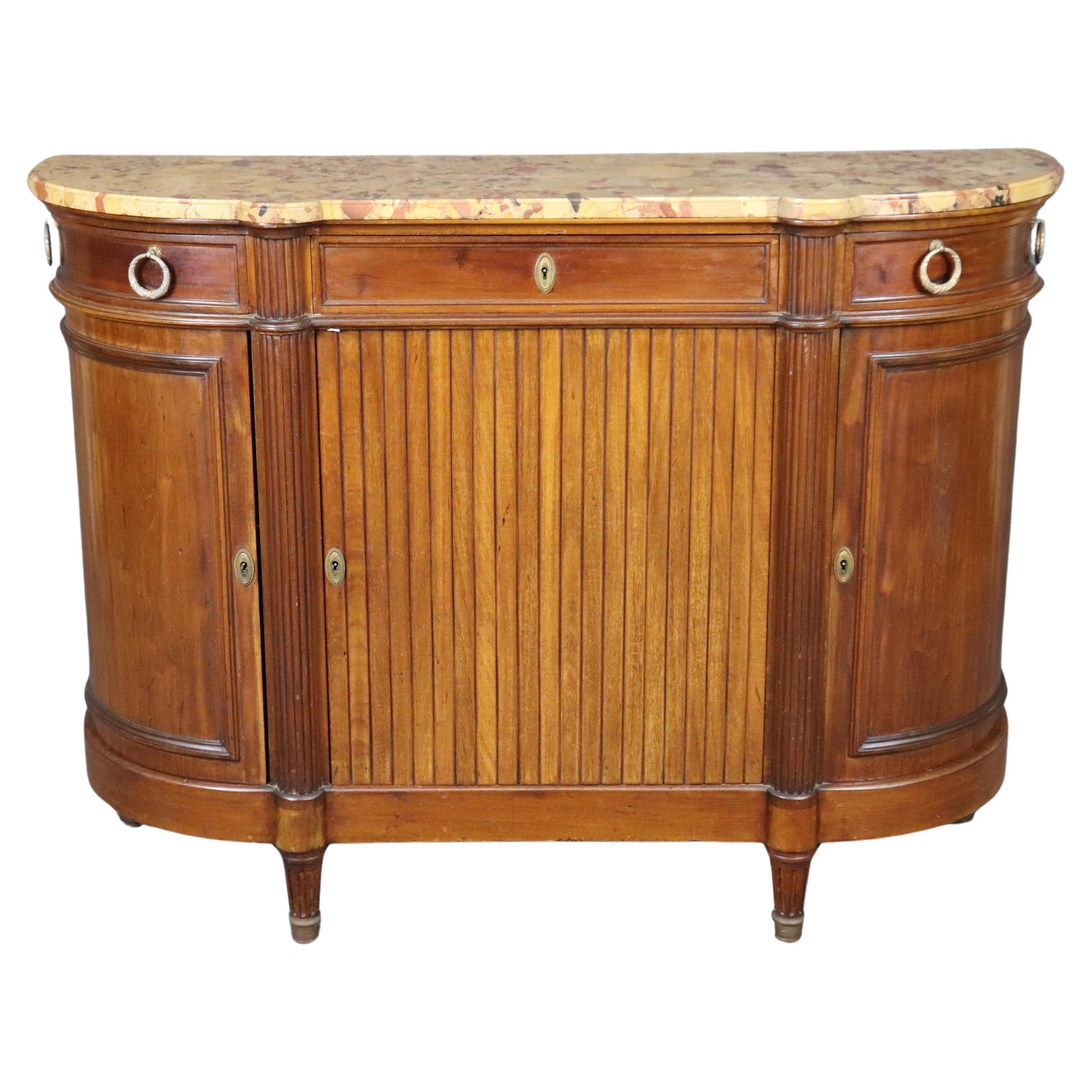 Fine Quality Tambor Door Breche D' Alep Marble Walnut Directoire Sideboard