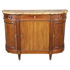 Fine Quality Tambor Door Breche D' Alep Marble Walnut Directoire Sideboard