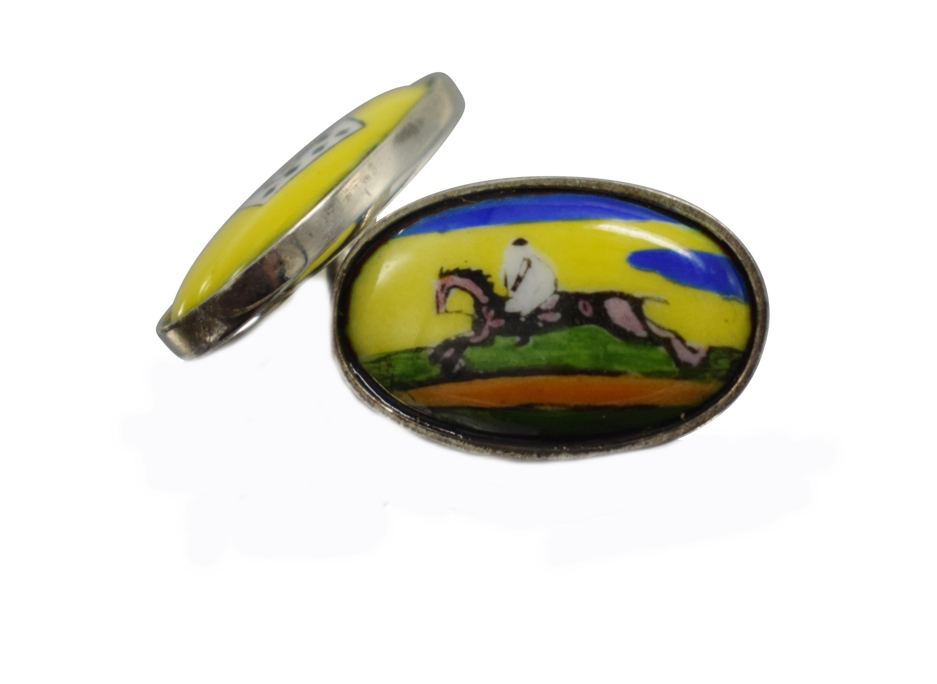 Men's Fine Quality 'the Four Vices' Gents Cufflinks in Sterling Silver and Enamel