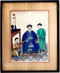 Fine Quality Three Character Mid-19thC Framed Chinese Watercolor Pith Painting