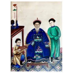 Fine Quality Three Character Mid-19thC Framed Chinese Water Color Pith Painting