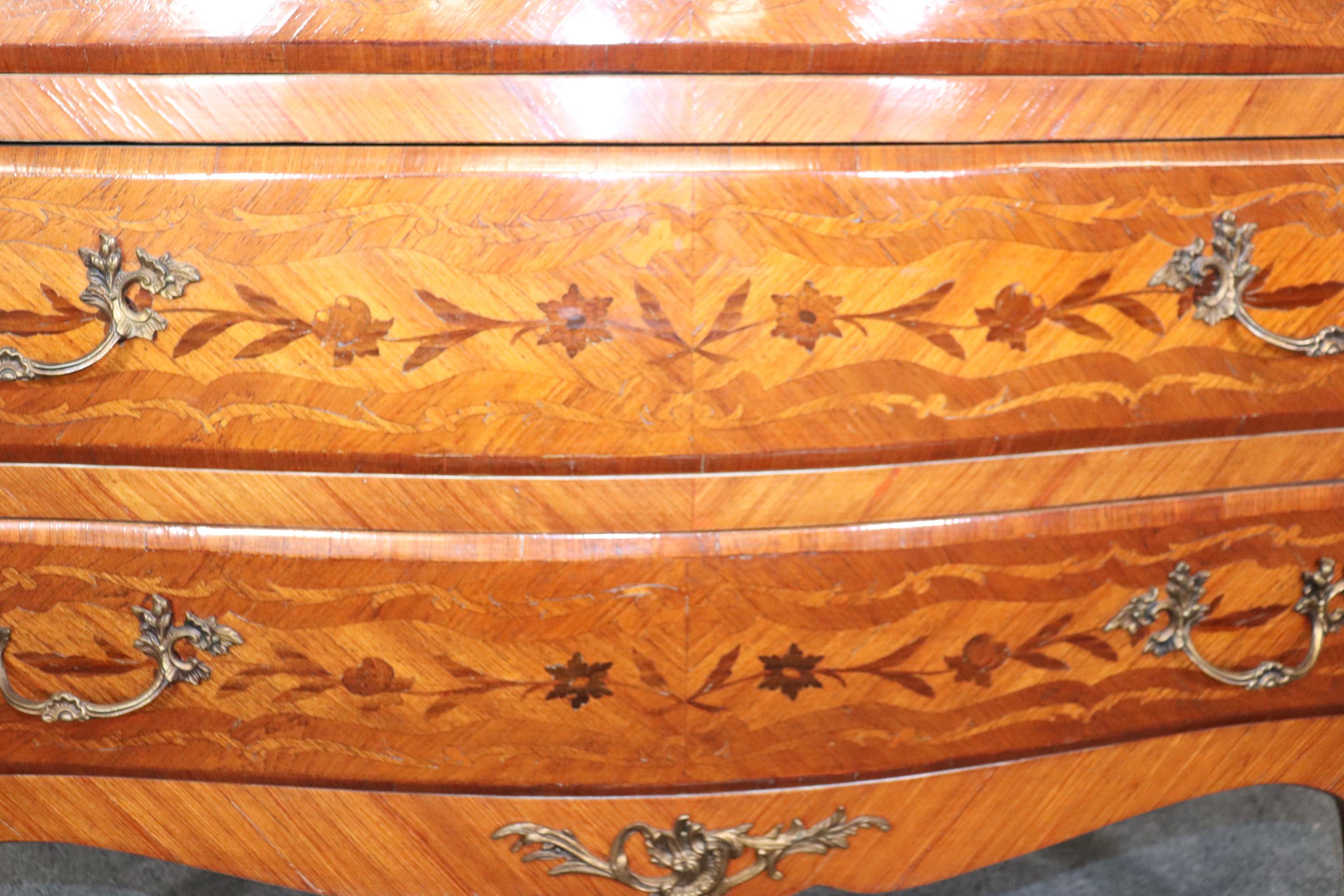 Fine Quality Three Drawer French Louis XV Marble Top Commode  For Sale 10
