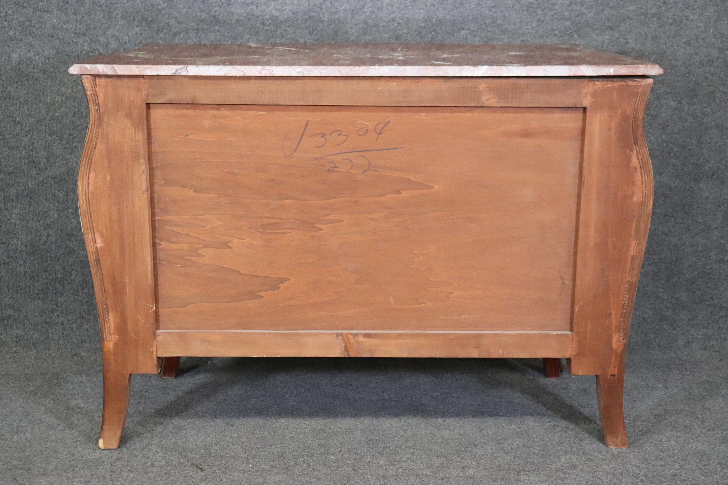 Mid-20th Century Fine Quality Three Drawer French Louis XV Marble Top Commode  For Sale