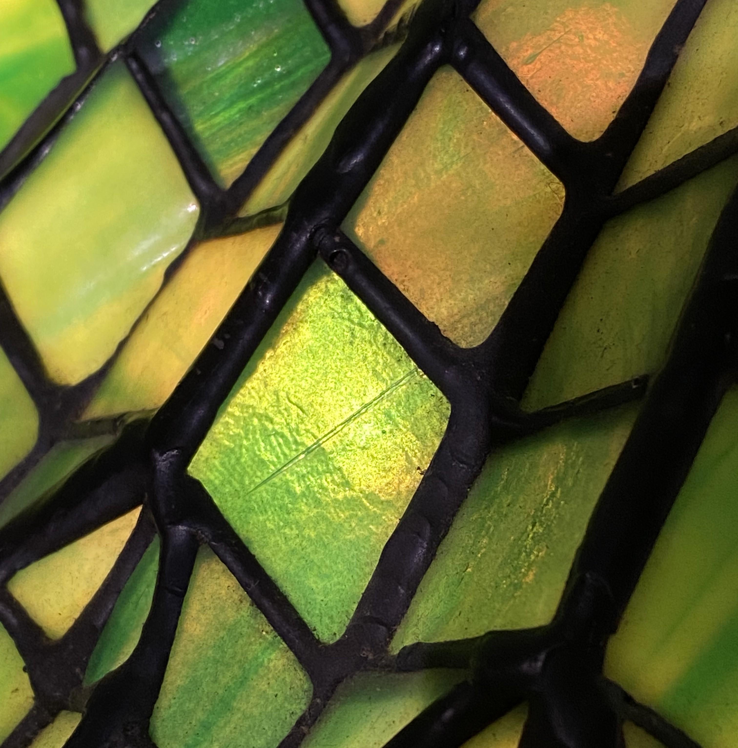 Fine Quality Tiffany Studios Style Lotus Leaded Glass Floor Lamp 9