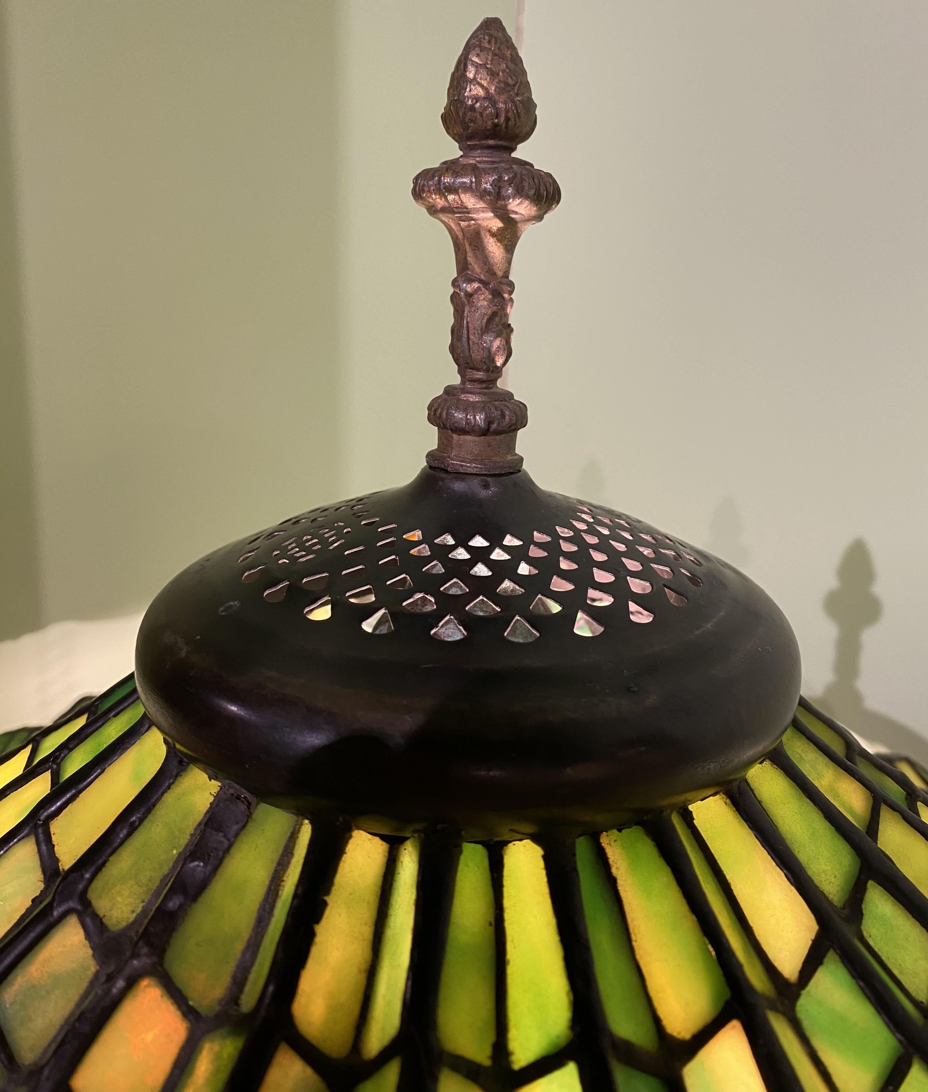 Metal Fine Quality Tiffany Studios Style Lotus Leaded Glass Floor Lamp