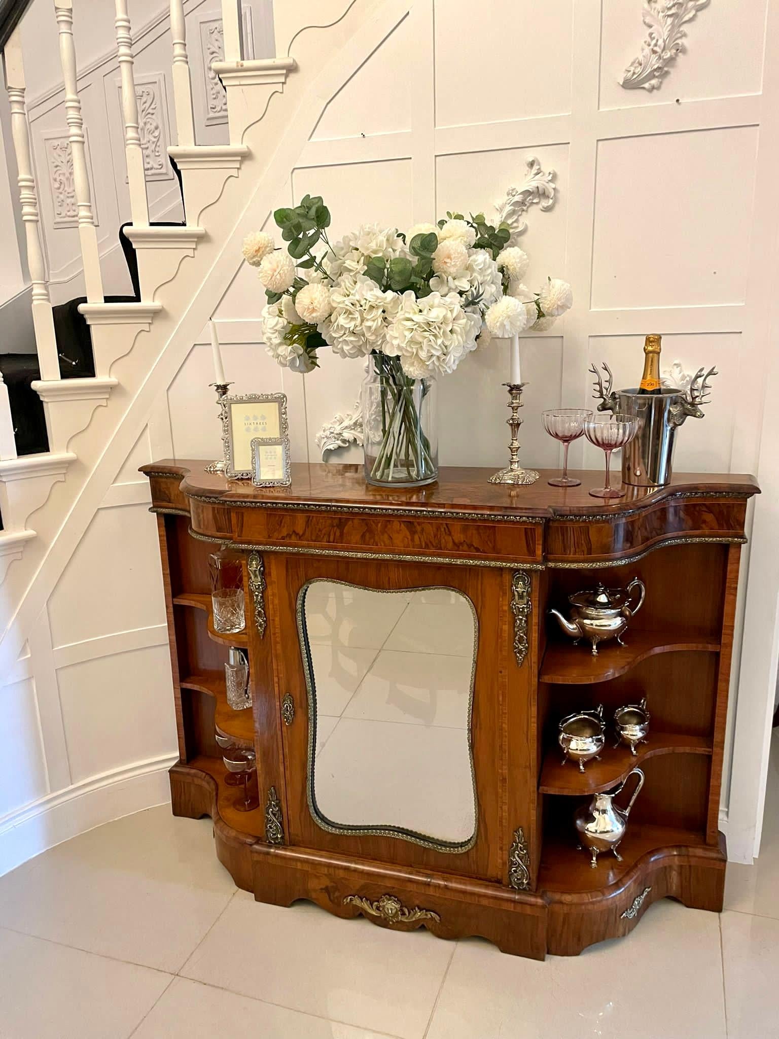 English Fine Quality Victorian Burr Walnut and Ormolu Credenza/Sideboard For Sale