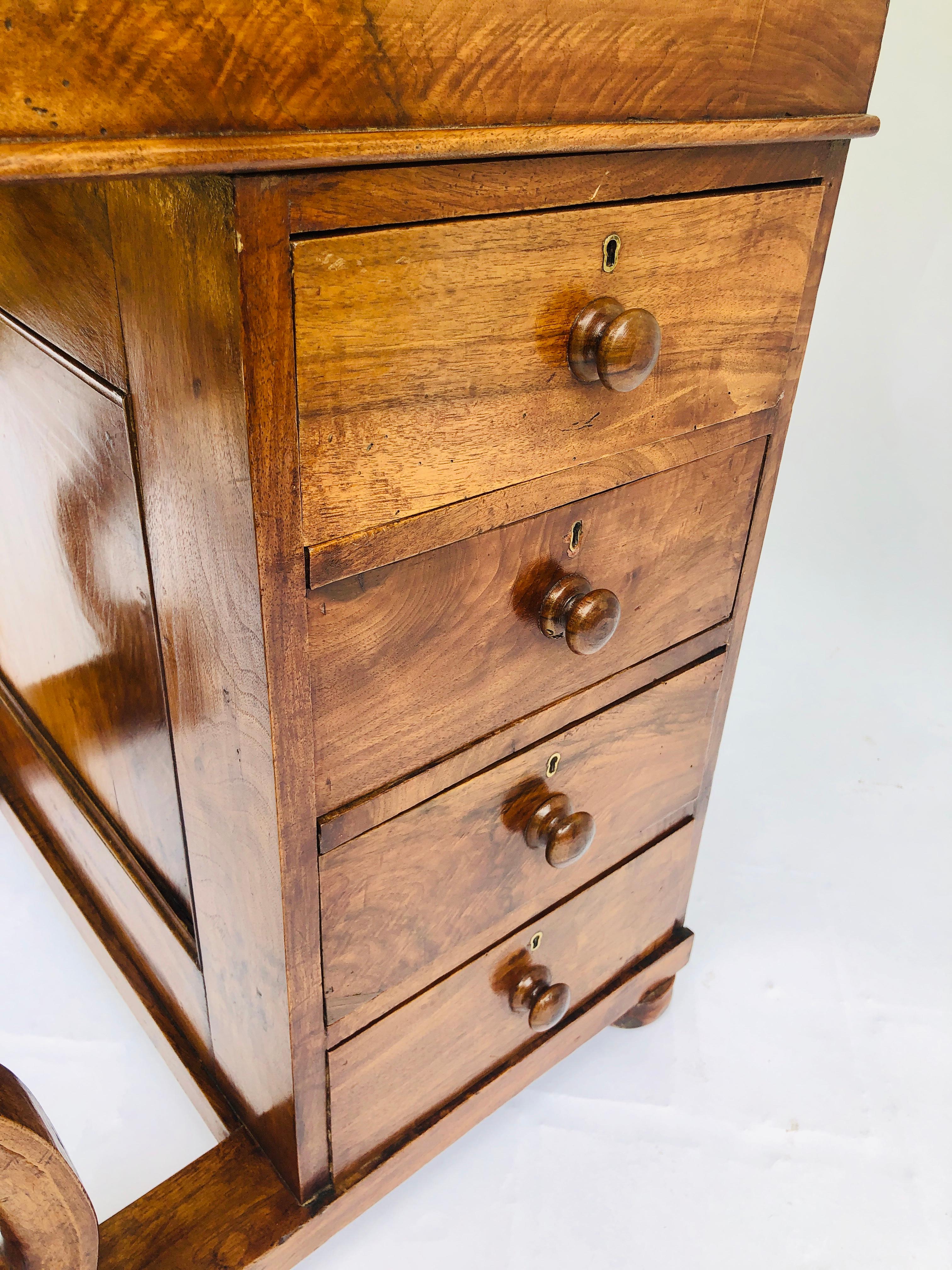 English Fine Quality Victorian Burr Walnut Davenport Desk