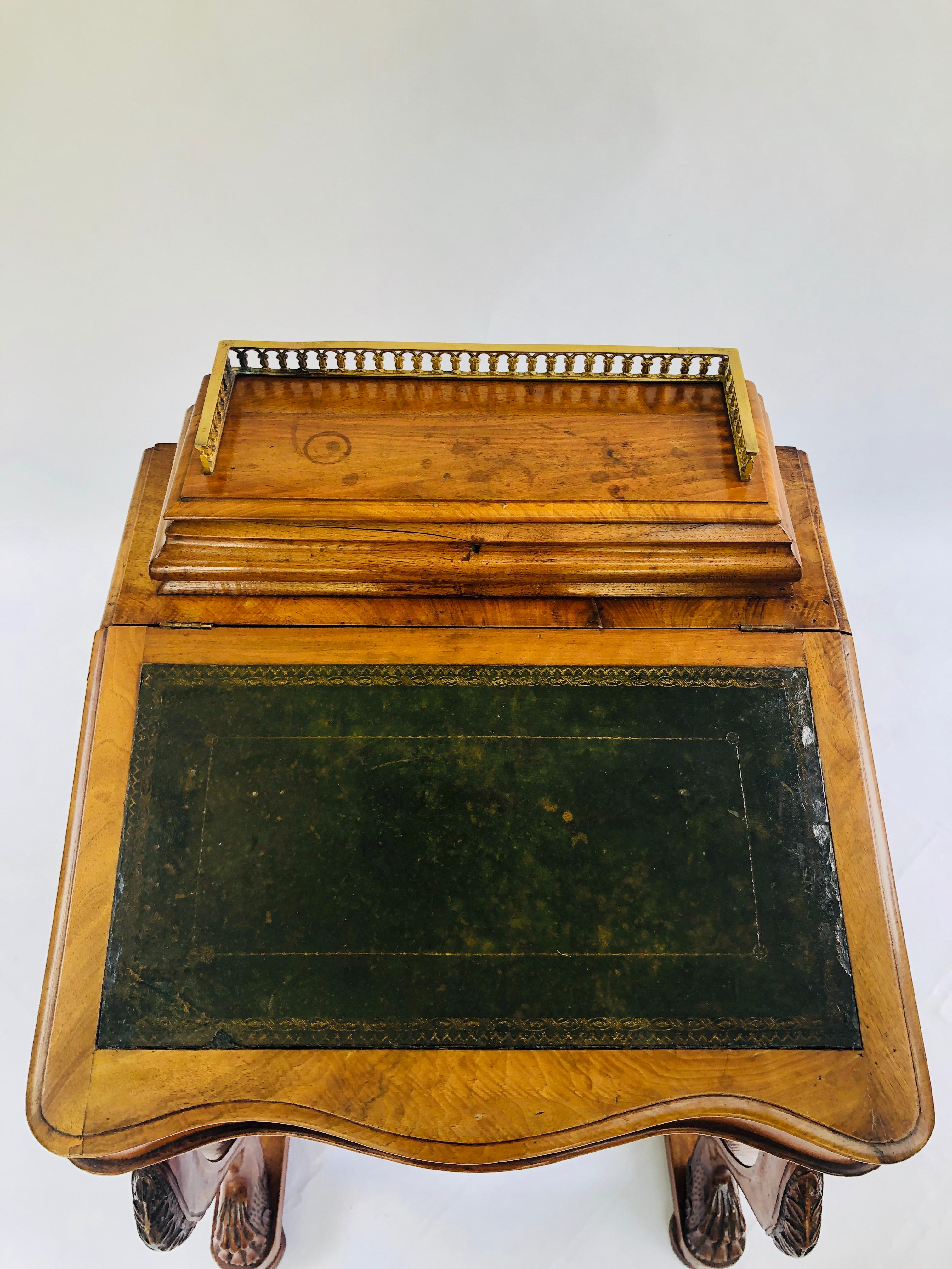 Brass Fine Quality Victorian Burr Walnut Davenport Desk