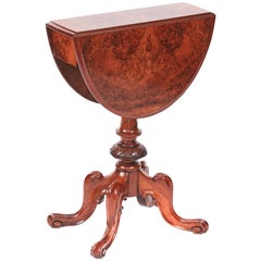 Fine Quality Victorian Burr Walnut Drop Leaf Lamp Table