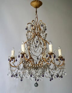 Lampadario vittoriano di alta qualità con vetro viola