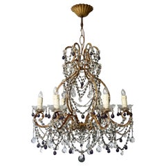 Fine Quality Victorian Chandelier with Purple Glass