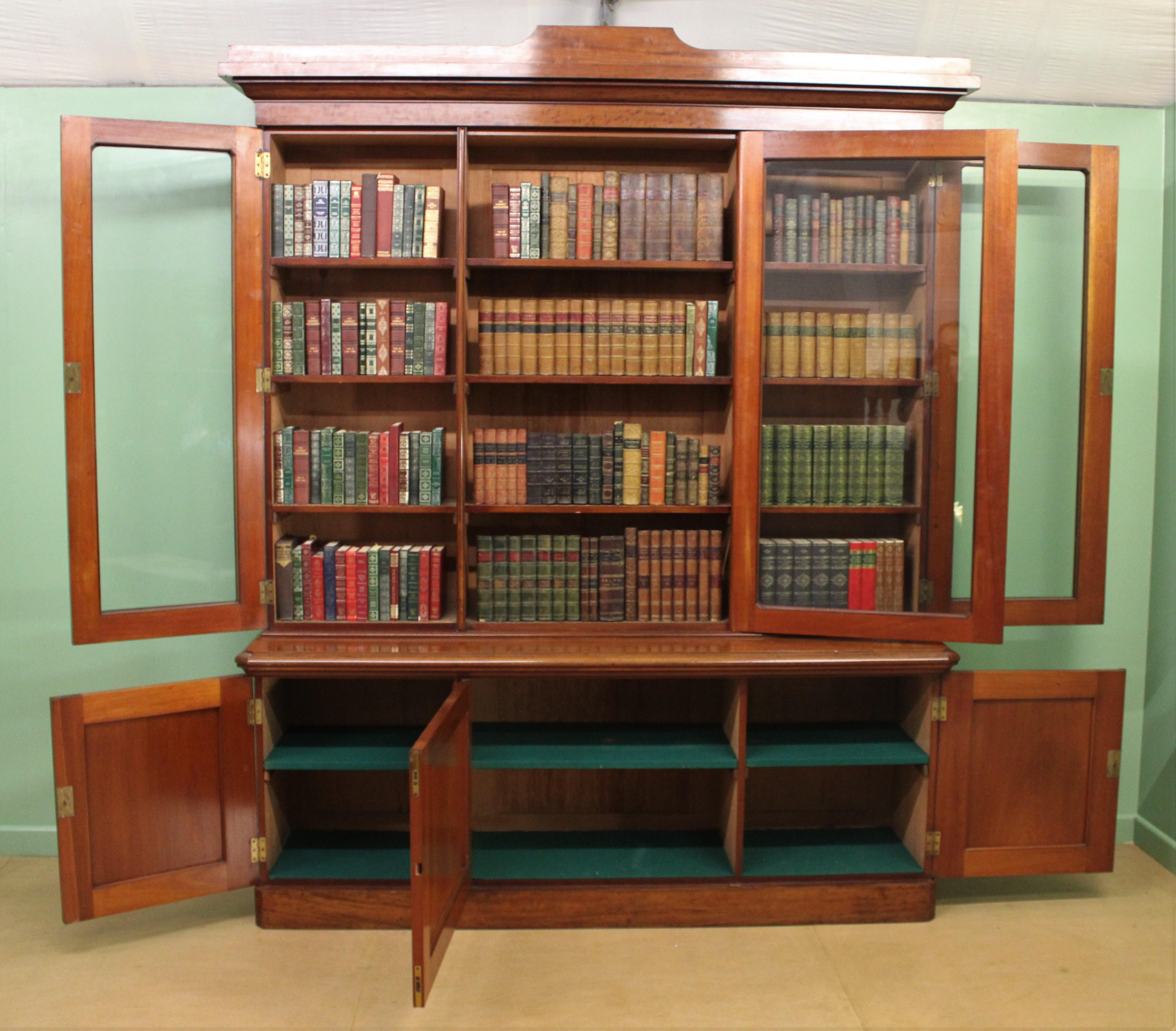 Fine Quality Victorian Figured Mahogany Library Bookcase For Sale 5