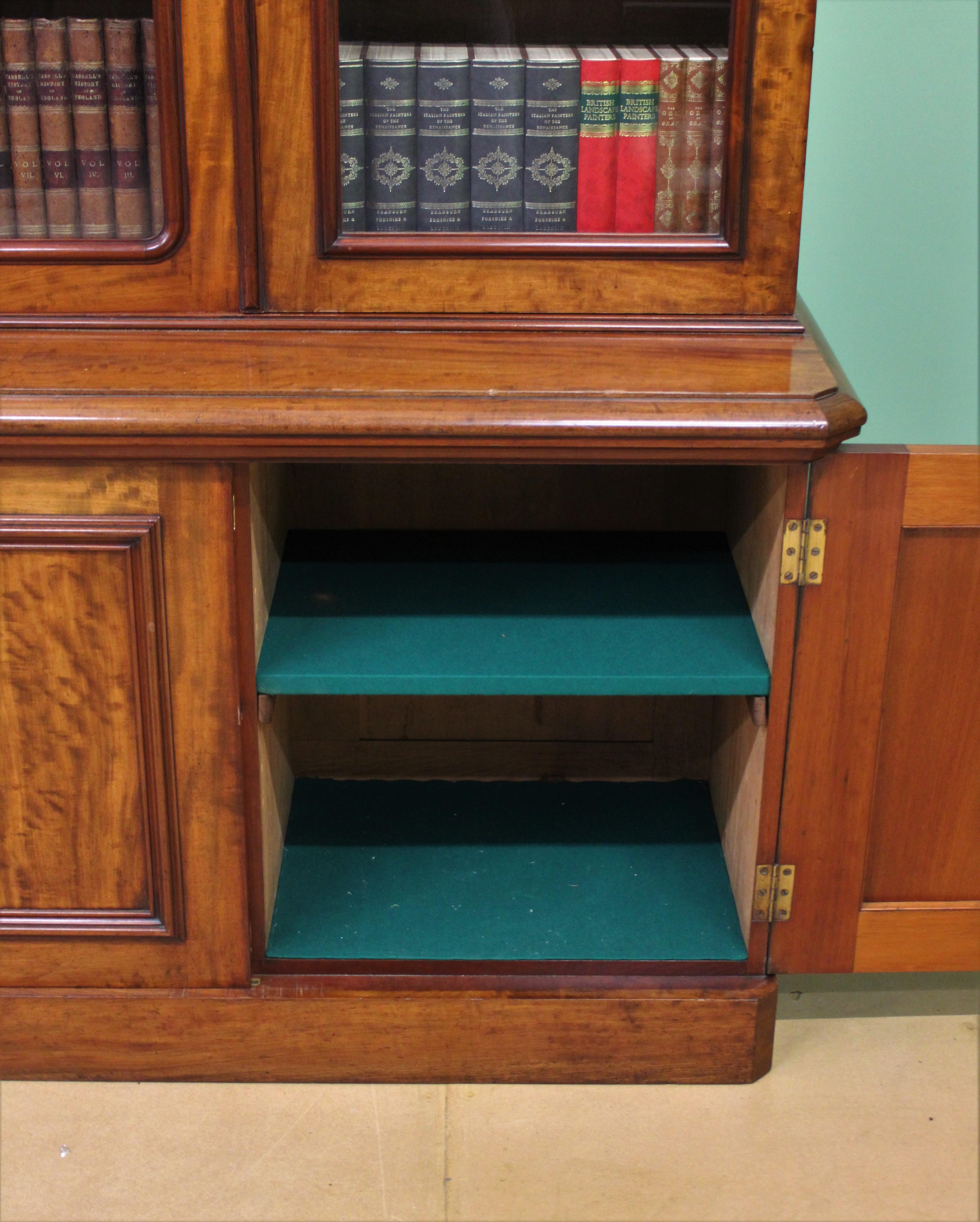 Fine Quality Victorian Figured Mahogany Library Bookcase For Sale 6