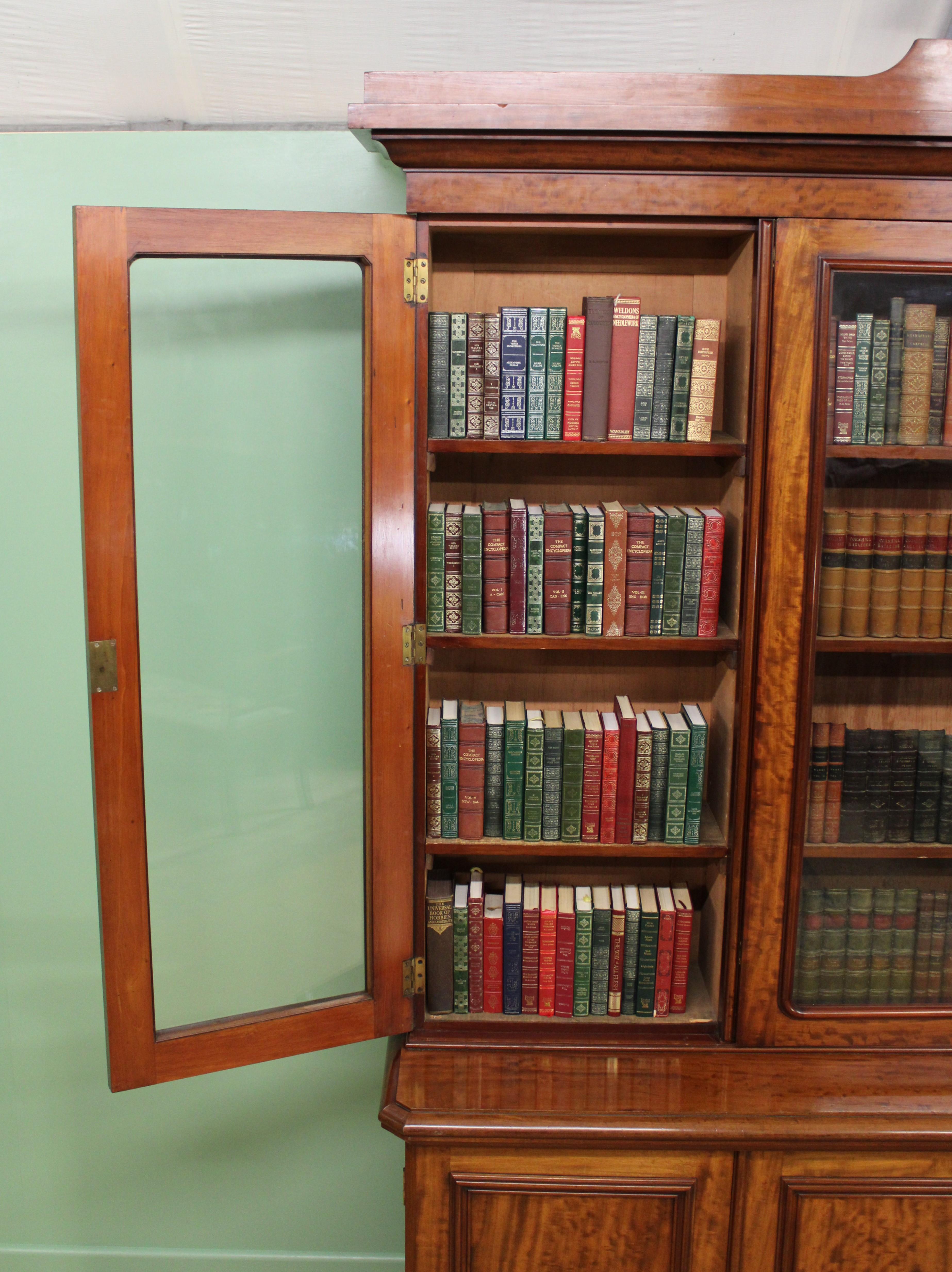 Fine Quality Victorian Figured Mahogany Library Bookcase For Sale 7